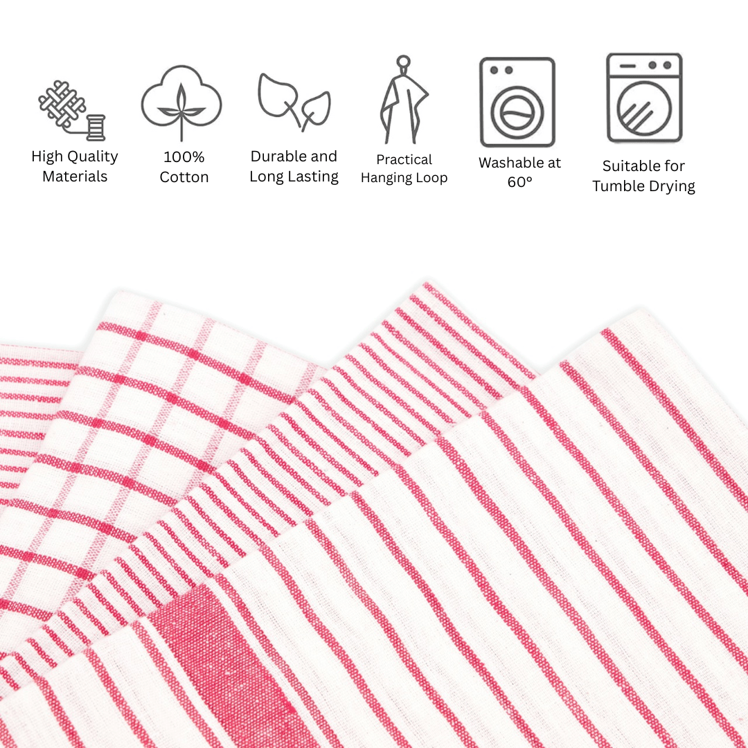 Kapah Classic Red - Check Tea Towel – 100% Cotton | 50x70 cm - Kapah