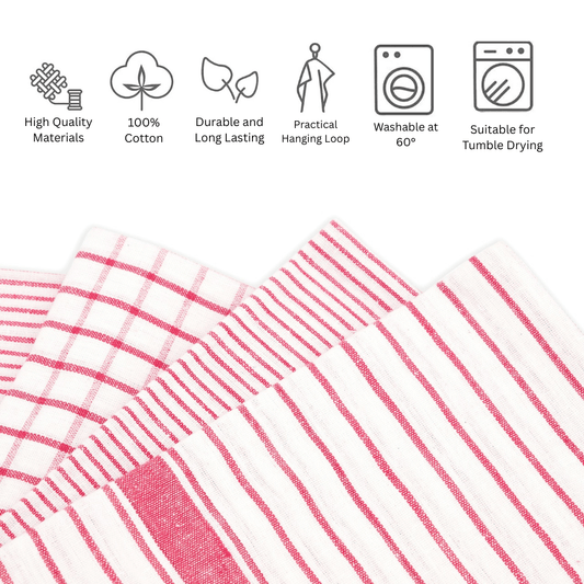 Kapah Classic Red - Check Tea Towel – 100% Cotton | 50x70 cm - Kapah